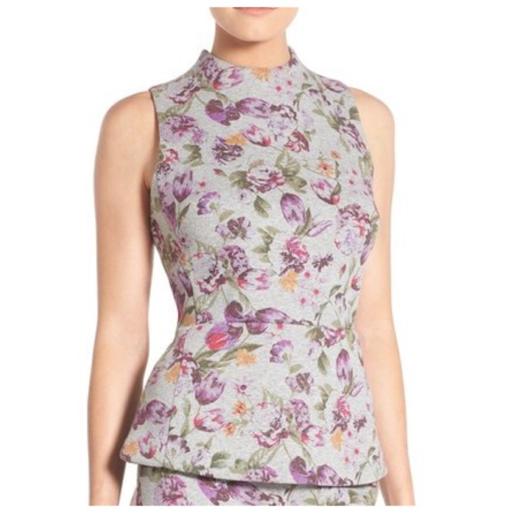 Halogen floral sleeveless neoprene top